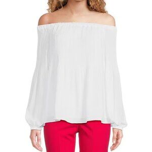 Michael Kors Crepe Pleated Off-the-Shoulder Blouse